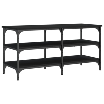 Tone Shoe Bench Black Reclaimed Wood & Metal Adjustable Feet 3 Compartments