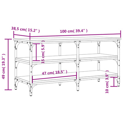 Tone Shoe Bench Black Reclaimed Wood & Metal Adjustable Feet 3 Compartments