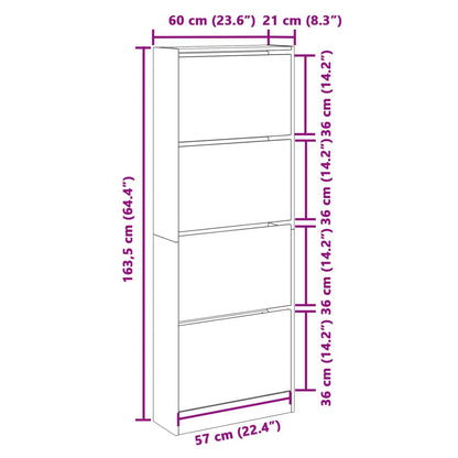 Modern 20 Pair 31" Tall Shoe Cabinet With 4 Flip Down Drawers