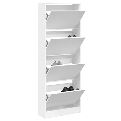Modern 20 Pair 31" Tall Shoe Cabinet With 4 Flip Down Drawers