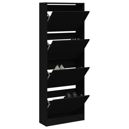 Modern 20 Pair 31" Tall Shoe Cabinet With 4 Flip Down Drawers