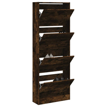 Modern 20 Pair 31" Tall Shoe Cabinet With 4 Flip Down Drawers