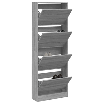 Modern 20 Pair 31" Tall Shoe Cabinet With 4 Flip Down Drawers