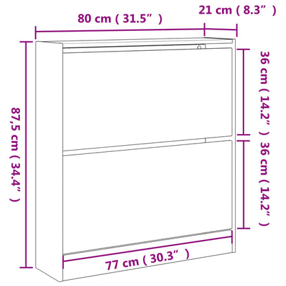 Tone Shoe Cabinet Solid Oak 2 Drop-Down Drawers Small