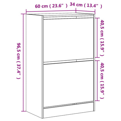Modern 18 Pair 31" Shoe Cabinet With 2 Flip Down Drawers