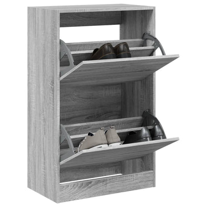 Modern 18 Pair 31" Shoe Cabinet With 2 Flip Down Drawers