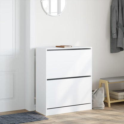 Modern 18 Pair 31" Shoe Cabinet With 2 Flip Down Drawers