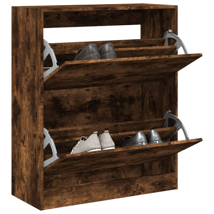 Modern 18 Pair 31" Shoe Cabinet With 2 Flip Down Drawers