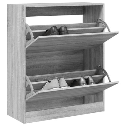 Modern 18 Pair 31" Shoe Cabinet With 2 Flip Down Drawers