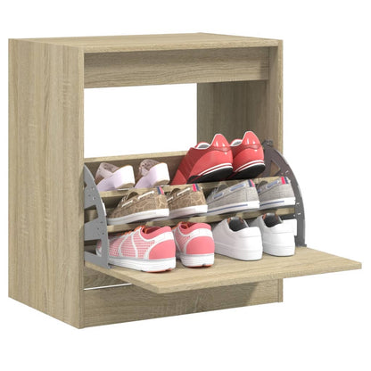 Modern 9 Pair 31" Shoe Cabinet With 1 Flip Down Drawer
