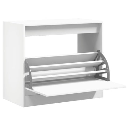Modern 9 Pair 31" Compact Shoe Cabinet With 1 Flip Down Drawer