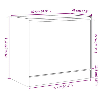 Modern 9 Pair 31" Compact Shoe Cabinet With 1 Flip Down Drawer