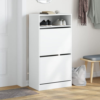 Shoe Cabinet Old, Hand-Finished Wood Tall 2 Drop-Down Drawers & 2 Compartments