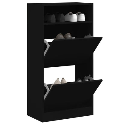 Shoe Cabinet Old, Hand-Finished Wood Tall 2 Drop-Down Drawers & 2 Compartments