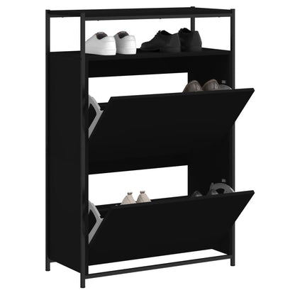 Shoe Cabinet Old, Hand-Finished Wood Tall 2 Drop-Down Drawers