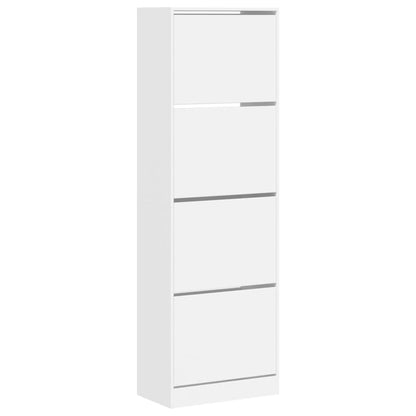 Shoe Cabinet Warm-toned Wood Tall Height 4 Compartments