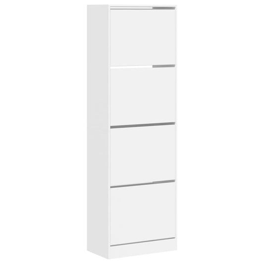 Shoe Cabinet Warm-toned Wood Tall Height 4 Compartments