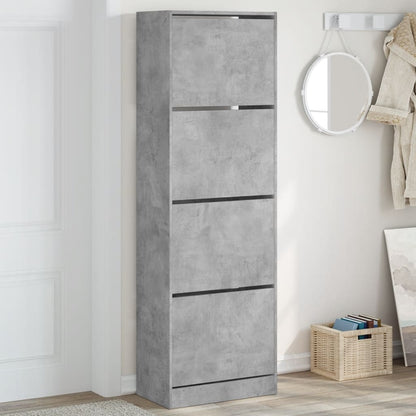 Shoe Cabinet Warm-toned Wood Tall Height 4 Compartments