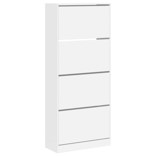 Shoe Cabinet Natural Solid Pine Tall 4 Drawers