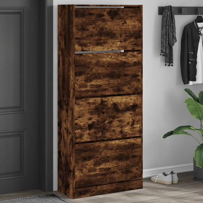Shoe Cabinet Natural Solid Pine Tall 4 Drawers