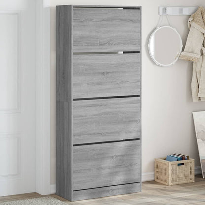 Shoe Cabinet Natural Solid Pine Tall 4 Drawers