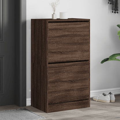 Shoe Cabinet Warm-toned Wood Medium Height 2 Compartments