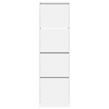 Shoe Cabinet 4-Section Smoked-Wood Tall