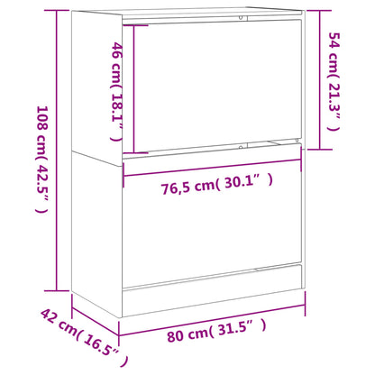 Shoe Cabinet 2-Section Smoked-Wood Medium