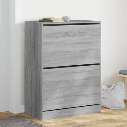 Shoe Cabinet 2-Section Smoked-Wood Medium