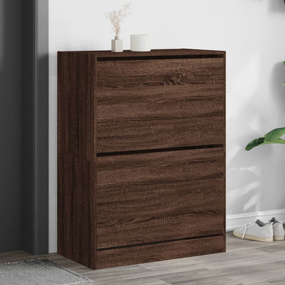 Shoe Cabinet 2-Section Smoked-Wood Medium
