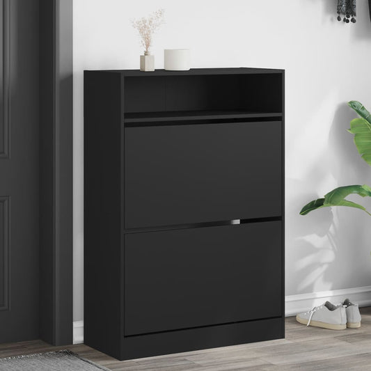 Shoe Cabinet 3-Section Smoked-Wood Medium