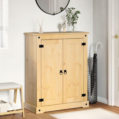 2 Cabinets Natural Pine Wood Shoe Cabinet Medium