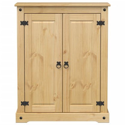2 Cabinets Natural Pine Wood Shoe Cabinet Medium