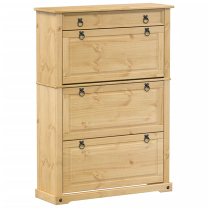 4 Drawers Natural Pine Wood Shoe Cabinet Large