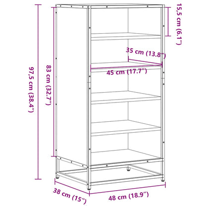 Flow Shoe Rack Grained Old Sonoma & Metal 5 Compartments