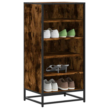 Flow Shoe Rack Grained Old Oak & Metal 5 Compartments