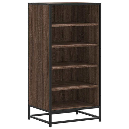 Flow Shoe Rack Grained Old Oak & Metal 5 Compartments