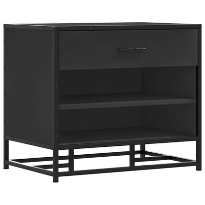 Flow Shoe Bench Black Wood & Metal 2 Open Compartments & 1 Closed Compartment