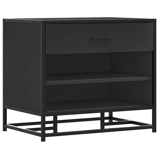 Flow Shoe Bench Black Wood & Metal 2 Open Compartments & 1 Closed Compartment