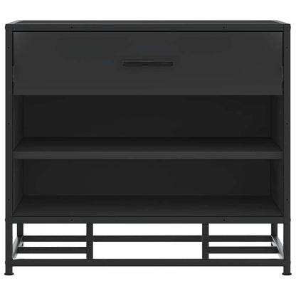Flow Shoe Bench Black Wood & Metal 2 Open Compartments & 1 Closed Compartment