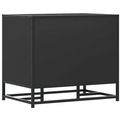 Flow Shoe Bench Black Wood & Metal 2 Open Compartments & 1 Closed Compartment