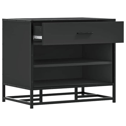 Flow Shoe Bench Black Wood & Metal 2 Open Compartments & 1 Closed Compartment