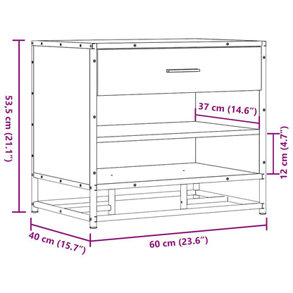 Flow Shoe Bench Black Wood & Metal 2 Open Compartments & 1 Closed Compartment