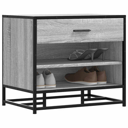 Flow Shoe Bench Black Wood & Metal 2 Open Compartments & 1 Closed Compartment