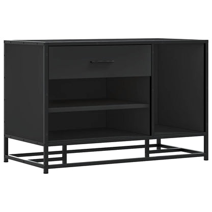 Flow Shoe Bench Black Wood & Metal 2 Open Compartments & 2 Closed Compartments