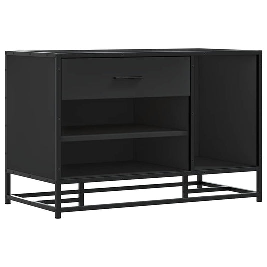 Flow Shoe Bench Black Wood & Metal 2 Open Compartments & 2 Closed Compartments