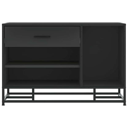 Flow Shoe Bench Black Wood & Metal 2 Open Compartments & 2 Closed Compartments