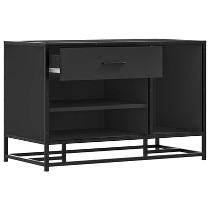 Flow Shoe Bench Black Wood & Metal 2 Open Compartments & 2 Closed Compartments