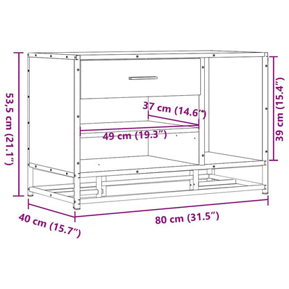 Flow Shoe Bench Black Wood & Metal 2 Open Compartments & 2 Closed Compartments