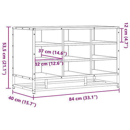 Shoe Bench Old, Hand-Finished Wood Wide & Deep 9 Compartments